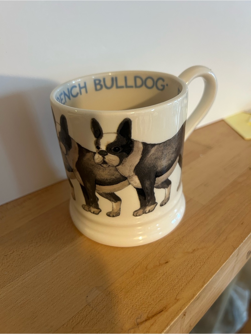 French Bulldog Ceramic Emma Bridgewater Mug - Cream with Blue